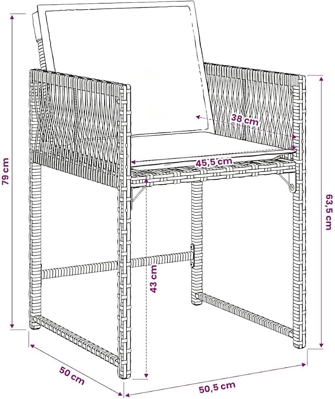 11 Piece Patio Dining Set with Cushions, Black Poly Rattan Outdoor Dining Table and 10 Stackable Chairs for Garden, Backyard, Deck, UV-Proof Tempered Glass Tabletop, Easy Assembly, 242.5 lb Capacity