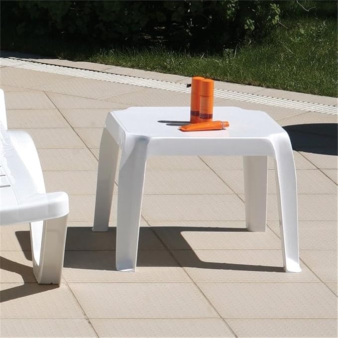 Compamia Sunray Square Resin Patio Side Table in White (Set of 2)