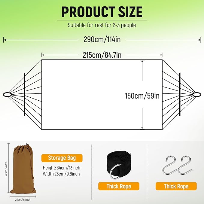 Portable Hammock,Bohemian Hammock,Rope Hammock,Suitable,Yard, Beach, Backyard,Garden (Khaki) 79 * 39