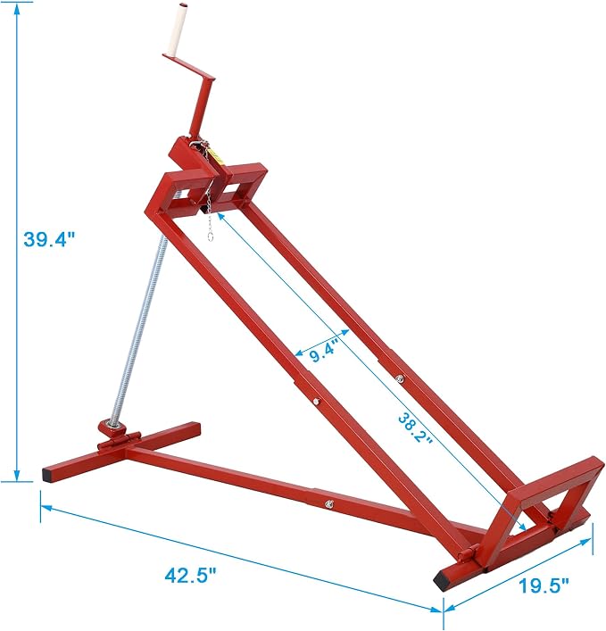 Foldable Lawn Mower Lift for Riding Tractors, Portable Lawn Mower Jack Lift Zero Turn & Telescoping Lawns Tractor Lifts with Adjustable Height/Manual or Power Handles, 880 LBS Capacity (Red1)