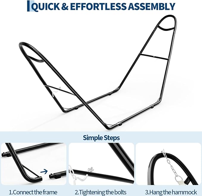 Universal Double Hammock Stand, 550-Pound Capacity, Heavy-Duty Hammock Stand for Outside, Fits 9 to 14 Foot Hammocks, Black