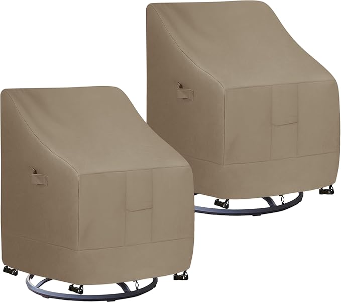 Easy-Going Waterproof Outdoor Swivel Chair Cover UV Resistant Patio Chair Cover Weatherproof Lawn Outdoor Furniture Cover with Tape Sealed Seam (2 Pack-33Wx35Dx38.5H inch, Camel)
