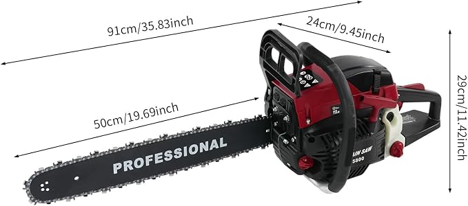 58CC Gas Chainsaw, 2-Cycle Engine Chain Saw Cordless Gasoline Chainsaw, 20 Inch Gas Powered Chainsaw Bar, Handheld Petrol Chain Saw for Wood Cutting | US Stock