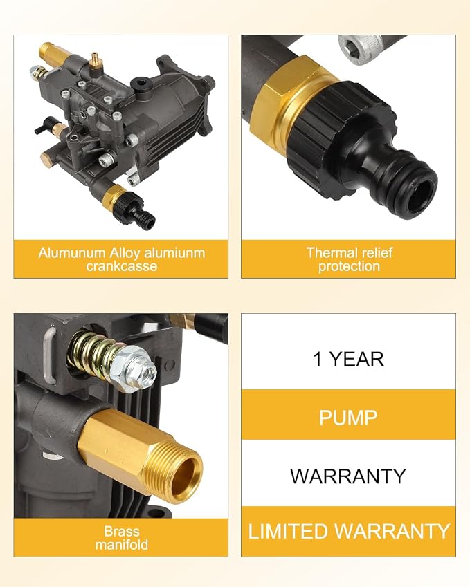 OCPTY 3/4" Shaft Horizontal Pressure Washer Pump Max 3300 PSI 2.5 GPM Replacement Power Washer with 5 Nozzles, Compatible with 90028 90029 GX160 GX190 GX200 rmv2.5g30 SH270