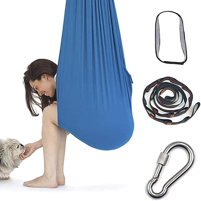 Elastic Aerial Yoga Hammock Nylon Hanging Cuddle Swing Seat Therapy Kids Swings for Autism ADHD ADD Indoor Outdoor Children Teens (Color : Purple, Size : 100 x 280 cm)