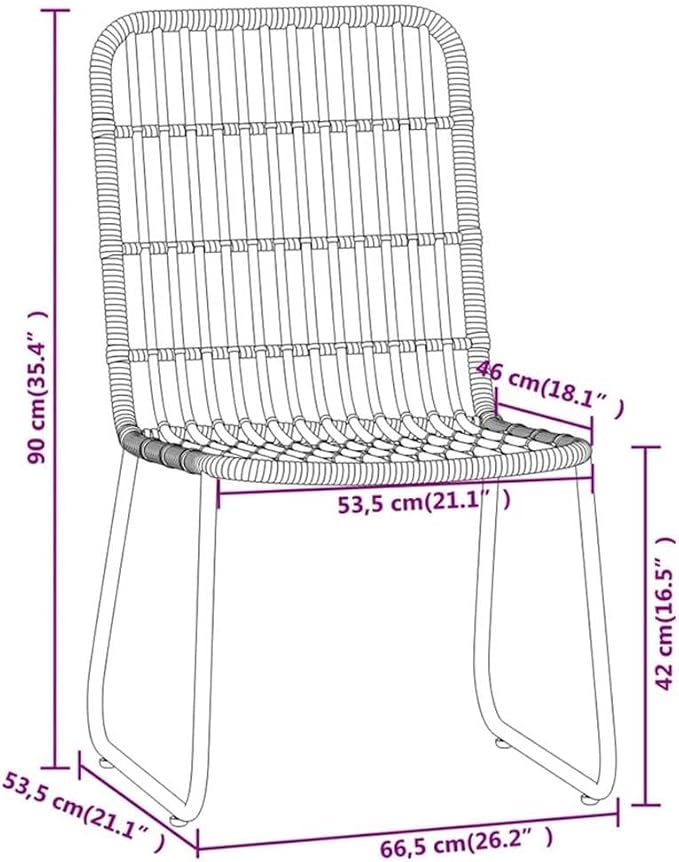 Afuera Living 3-Piece Patio Dining Set, Powder-Coated Steel Frame, PE Rattan Chairs, Glass Tabletop, Black Finish, 31.5 in Compact Table for Garden, Balcony, Terrace, Outdoor Alfresco Dining