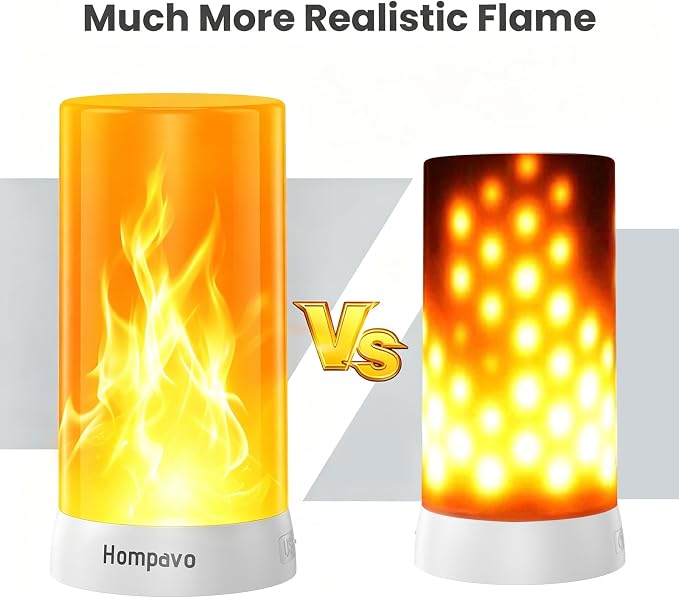 Hompavo 【Upgraded Flame Lights, 4-Mode Rechargeable for Home Decor | Waterproof LED Battery Operated Flameless Candles, Pillar Flickering Lanterns for Room Patio Wedding Party Halloween Decor, 2