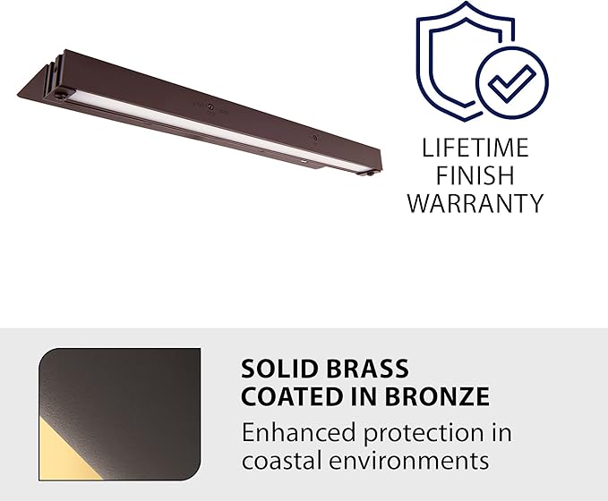 WAC Landscape Lighting, Hardscape 12in LED 12V Strip Light with Quick Release and 2-CCT 2700K-3000K in Solid Brass Coated with Bronze