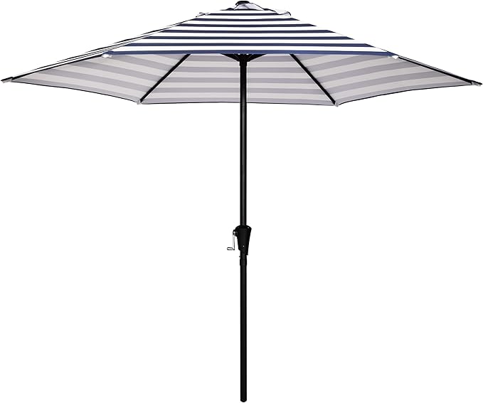 Sunnyglade 9FT Outdoor Patio Umbrella, Market & Table Umbrella with 6 Sturdy Ribs and Crank System, Fade-resistant & Waterproof for Garden Backyard Poolside Deck