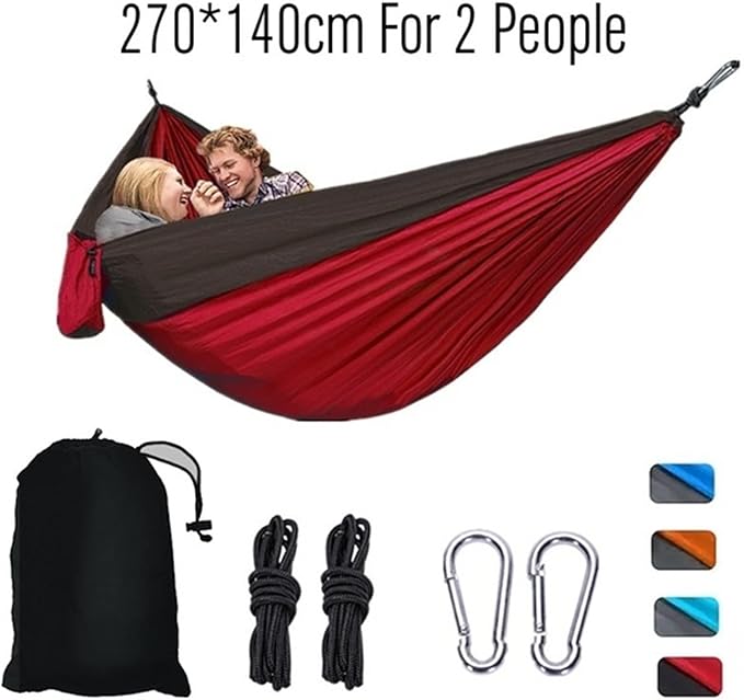 NOBRIM Camping Hammock Light Portable Hammock Nylon Color Matching Hammock Outdoor High Capacity for Double Person Recreation Vacation