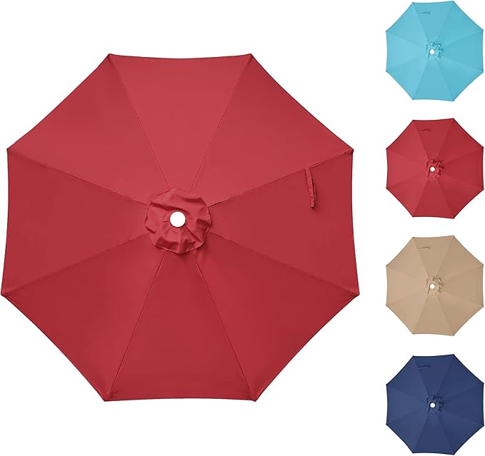 Simple Deluxe 9' Patio Umbrella Replacement Canopy for 8 Ribs, Table Market Yard Umbrella Replacement Top Cover (Canopy Only)