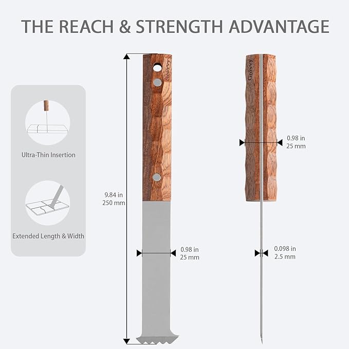 Upgraded Paver Removal Tool, Sapele Hardwood Handle & Dual-Height Joint Scraper, Heavy-Duty Steel Paver Lifter & Puller, Brick Block Driveway Garden Yard Patio Paver Extractor Tool