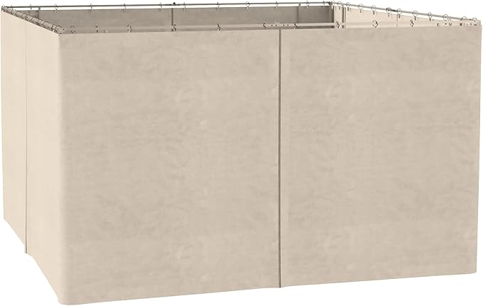Outsunny 10' x 13' Universal Gazebo Sidewall Set with Panels, Hooks and C-Rings Included for Pergolas and Cabanas, Beige