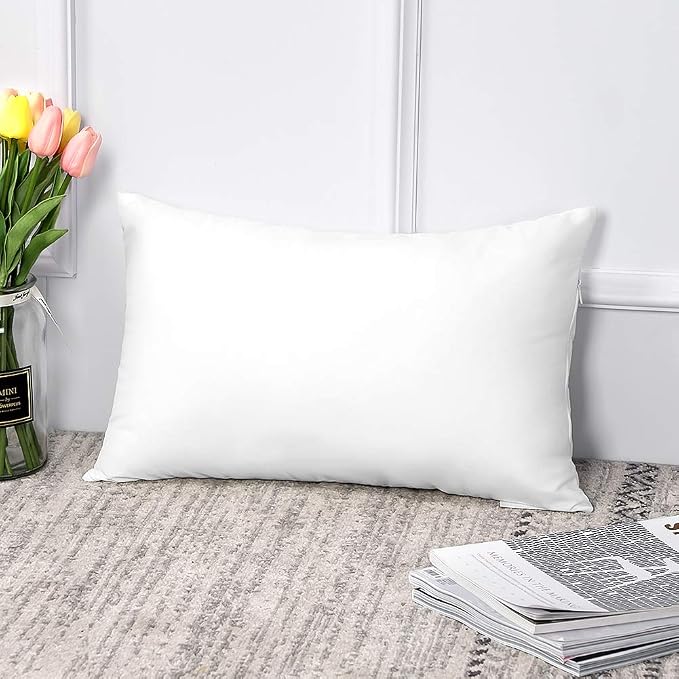 OTOSTAR Outdoor Throw Pillow Inserts 40x60 cm - Pack of 2 Water Resistant Cushion Inner Pads for Patio Furniture Garden Coffee Decorative Waterproof Rectangle Pillow Inserts 16x24 Inch -White