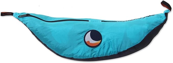 NOVICA Black with Turquoise Blue Trim Parachute Portable 2 Person XL Camping Hammock with Hanging Straps, 'Highland Dreams' (Double)