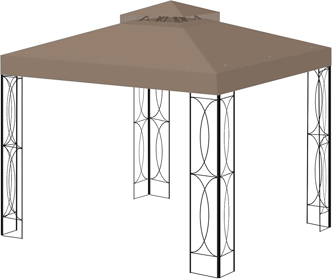 8'x8' Gazebo Top Canopy Replacement Cover - Double Tier Top Canopy Cover Replacement with UV30+, Dirt, Water Resistant for Outdoor, Garden, Pavilion (Khaki)