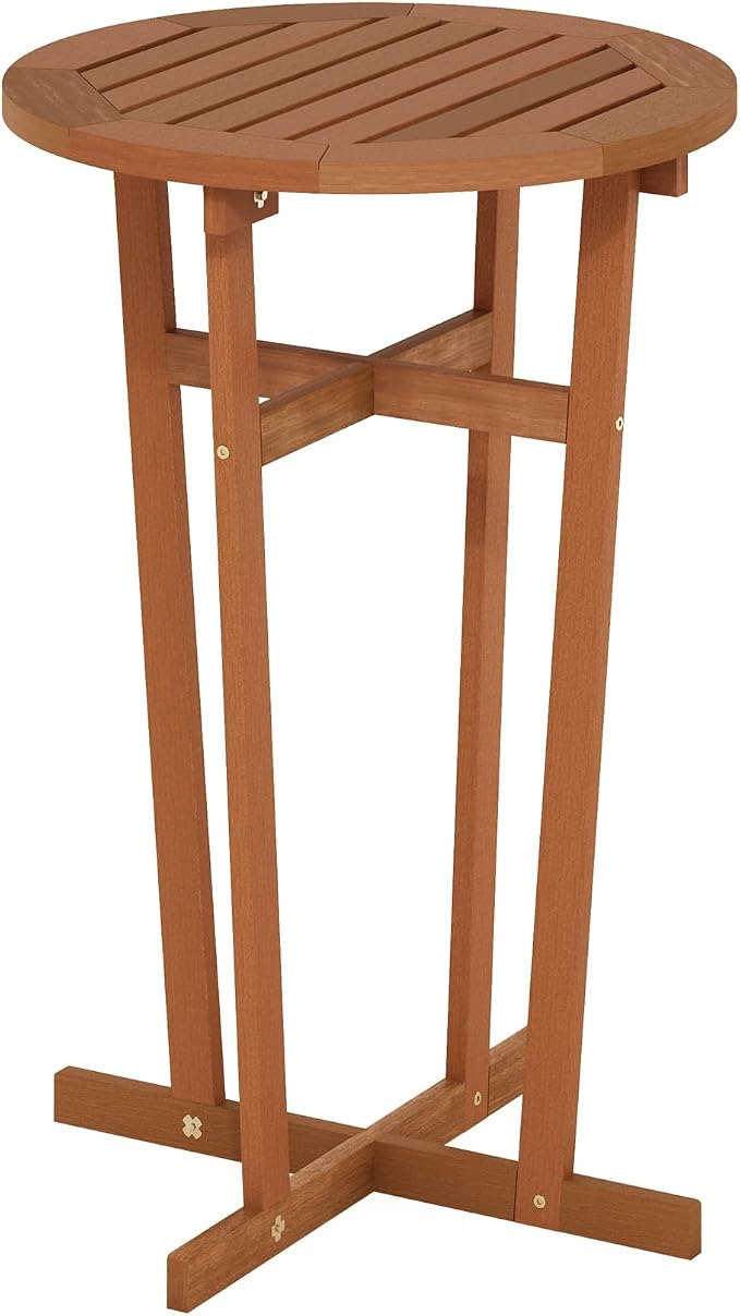 Furinno TIOMAN Patio Table, Outdoor Side Table, Patio Bar Table, Coffee Table in Teak Oil, for Patio, Garden, Porch, Light Wood
