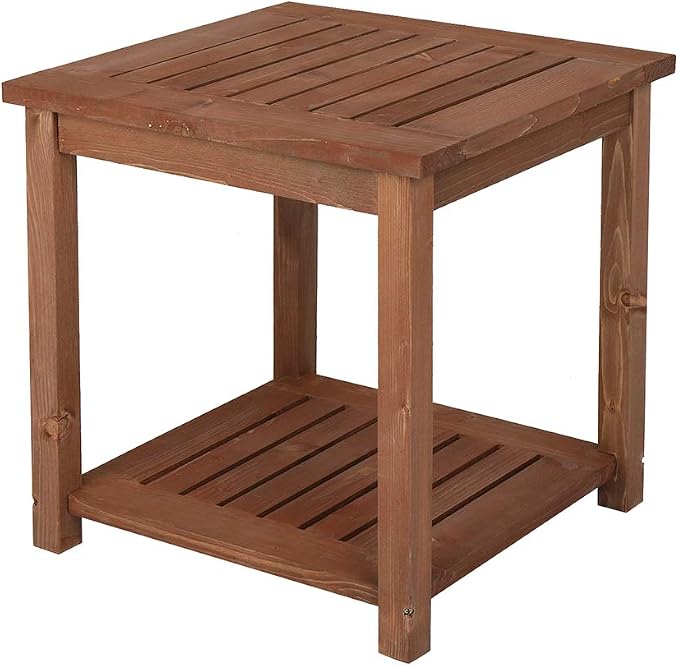 Outdoor Adirondack Side Table Weather Resistant, Patio Rectangular End Table or Patio, Garden, Porch and Indoor, Brown