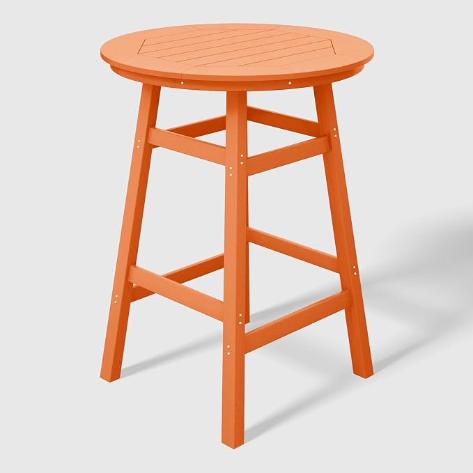 WestinTrends Malibu Outdoor 35" HDPE Round Patio Bar Height Table, Orange