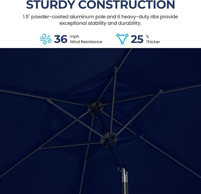 SUNVIVI OUTDOOR Outdoor Patio Umbrella, Patio Umbrella, Market Umbrella, Large Outdoor Umbrella, Metal Pole Umbrella with Push Button Tilt and Crank, Polyester Canopy