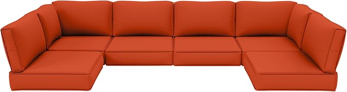 Outdoor Furniture Replacement Cushions, 5" Foam Foam High-Density, Fits 6-seat Sectional Rattan Conversation Set, 14 Piece Patio Water-Resistant Replacement Sofa Cushions, Liner&Cover