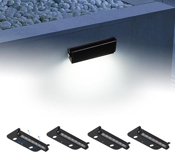 4inch 1.8W 12V AC/DC Low Voltage Landscape Lighting,5000K Daylight White Retaining Wall Light,Hardscape Lighting Paver Light,50,000 Hours Lifespan Outdoor Step Light,4Packs-Black