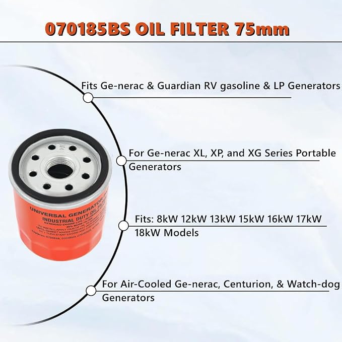 75mm 070185BS Oil Filter Replaces Ge-nerac 070185B 070185D 070185DS 070185 70185 Generators (2)