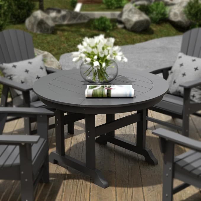 HDPE Laguna 47" Round Dining Table,Gray