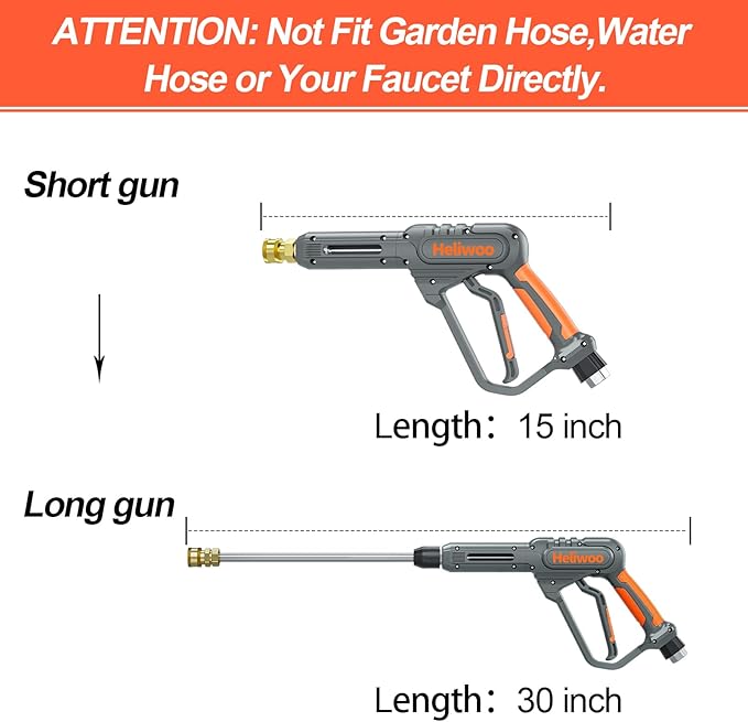Pressure Washer Gun and Hose 3600 PSI, 50 FT Power Washer Hose, Extension Wand, 3/8" Swivel Quick Connector & M22-14mm Fitting, 30" Extension Wand & 7 Nozzle Tips