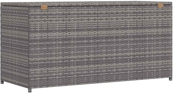 Grey Poly Rattan Garden Storage Box with Water-Resistant Finish, Collapsible Design, and Durable Construction for Outdoor Storage Chest Box