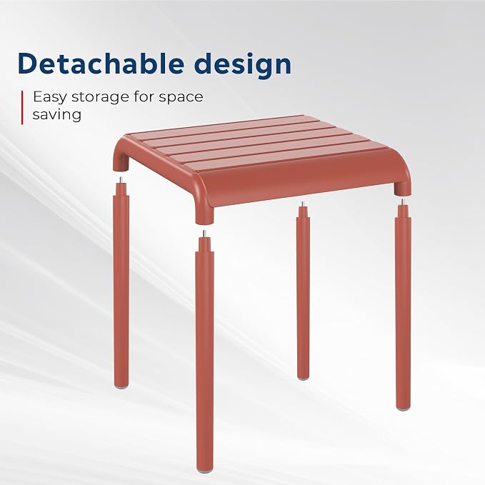 Costaelm Sunshine Plastic Modern Outdoor Patio Accent Side Tables (Set of 2), Red