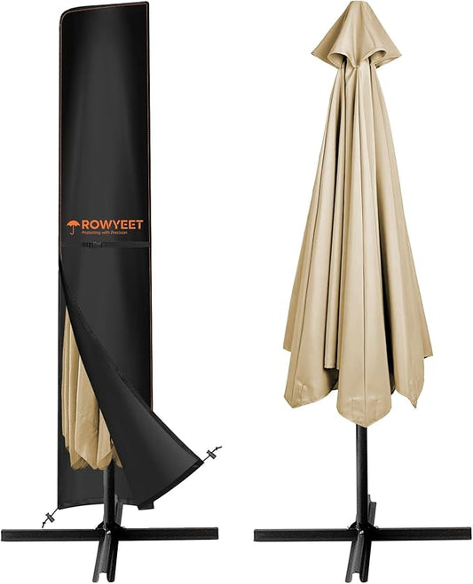 Umbrella Covers for Outdoor Umbrellas 9-12ft, 420D Oxford Fabric Patio Umbrella Cover Waterproof UV-Resistant Protection for Market Umbrella & Parasol (Fits Market Umbrella up to 9′S/12′R)