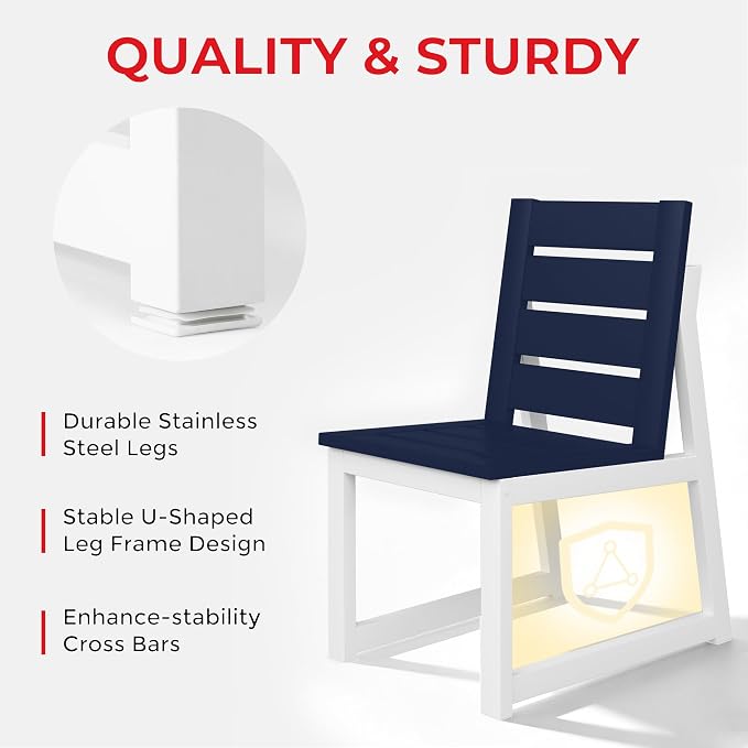 Costaelm Stinson Outdoor Patio HDPE Dining Side Chair, Navy Blue