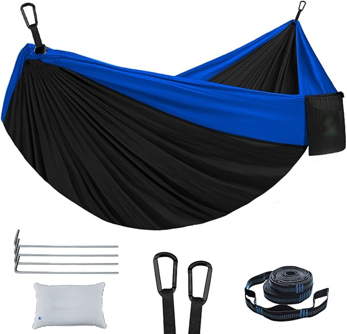 Camping Hammock, Portable Hammock Single or Double Hammock Camping Accessories for Outdoor, Indoor (Two People: 300cm*200cm,Black2)