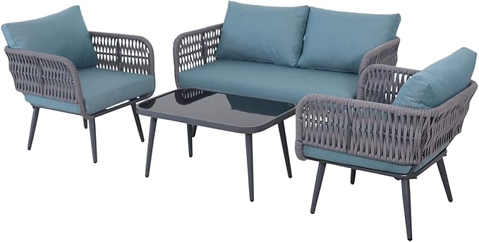 4-Piece Caicos Outdoor Patio Conversation Set with Cushions
