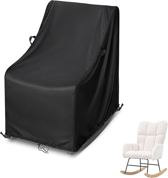 Kasla Patio Chair Cover, Waterproof Heavy Duty Cover for Outdoor Rocking Chair & Rattan Wicker Chair & Swivel Chair (Black, 28"L×36"W×37"H)