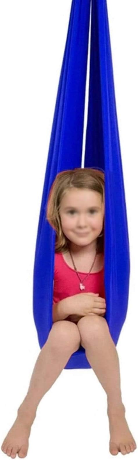 Therapy Swing Sensory Cuddle Hammock Home Outdoor for Kids Child and Teens Autism ADHD Aspergers Load Up to 440LB with Special Needs Children Toy Swing (Color : Blue, Size : 100 x 280 cm)