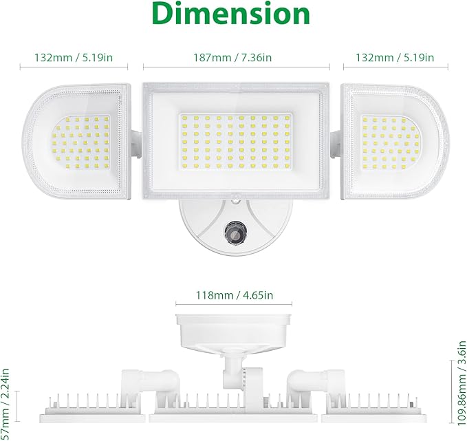 iMaihom 130W Dusk to Dawn Outdoor Lighting, 13000LM LED Security Floodlight with Photocell Auto On/Off, 3 Adjustable Heads, IP65 Waterproof, Hardwired for Garage, Yard, Driveway, 6500K Daylight