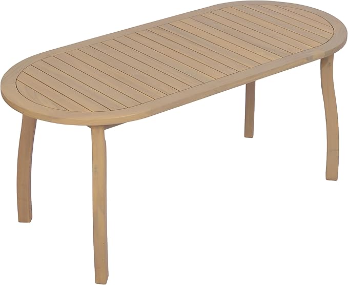 Christopher Knight Home Cascade 70" Outdoor Oval Dining Table, Acacia Wood Patio Dining Table for 4-6 People, Solid Wood Outdoor Table for Patio Deck Garden Backyard Dining, Light Teak