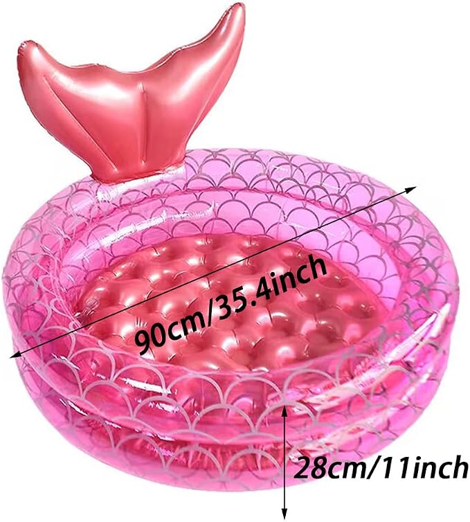 Inflatable Kiddie Pools Mermaid, Backyard Round Swimming Pool for Kids, Cute Raft Paddling Pool Indoor&Outdoor Toddler Fun Water Swim Beach Floaties Toys Fishing Pond Ball Pit Pool