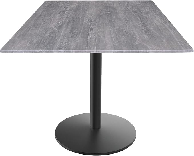 Holland Bar Stool Co. 30" Tall OD214 Indoor/Outdoor All-Season Black Wrinkle Table with 36" x 36" Square Greystone EuroSlim Top
