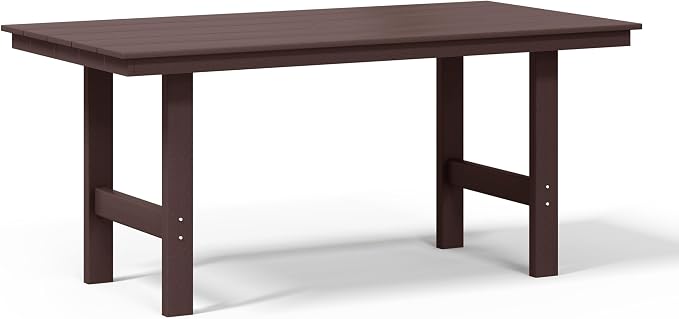 WestinTrends Ashore Outdoor Modern HDPE 66" Wide Rectangle Patio Dining Table for 6, Dark Brown