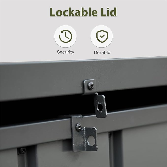 120 Gallon Outdoor Storage Deck Box Waterproof for Patio Cushions and Garden Tools: Keeps Contents Dry After 3 Hours Heavy Rain - Sudden Downpour Deck Protection - Heavy Duty Galvanized Steel
