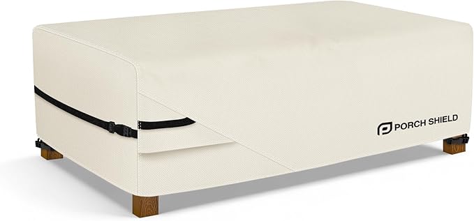 Porch Shield Patio Coffee Table Cover - Waterproof Outdoor Furniture Rectangular Small Table Covers 48 x 26 inch, Beige