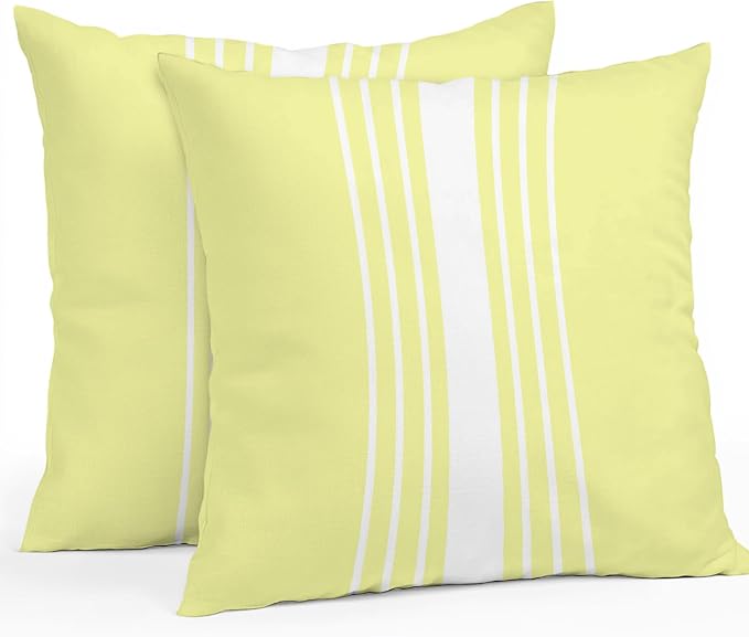 Yellow White Stripe Outdoor Pillow Covers 16x16 Inch Throw Pillow Covers Set of 2 Waterproof Decorative Pillow Cases Modern Rustic Vertical Striped Cushion Covers for Patio Furniture Garden Couch Sofa