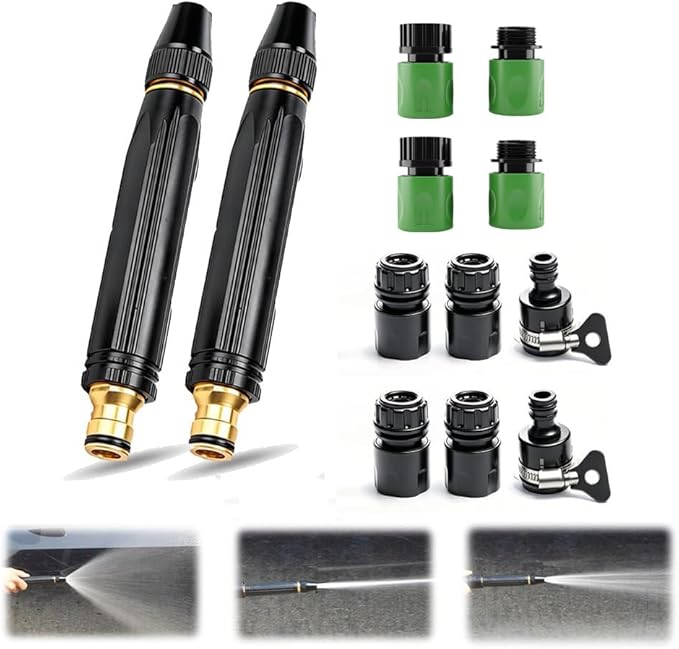 High Pressure Power Washer Nozzle with Connector Set, Garden Hose Pressure Washer, Sturdy Cleaning Accessory for Car Washing and Outdoor Cleaning (2 Set)