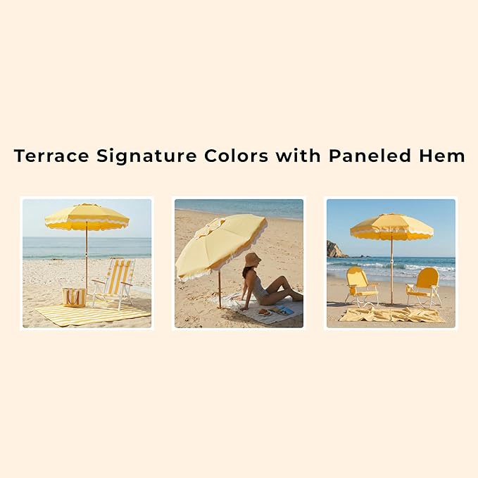 6FT Patio Beach Umbrella for Outdoor, UPF 50+ Sun Shade for Patio, Backyard, Garden, Pool and Beach, Tilt Adjustable, Portable, Harbour Mimosa