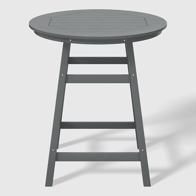 WestinTrends Outdoor 35" HDPE Round Patio Counter Height Bar Table, Gray