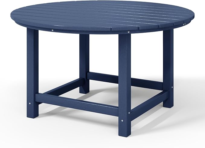 WestinTrends Malibu Kids Outdoor Patio Furniture HDPE 38" Wide Round Dining Table, Navy Blue