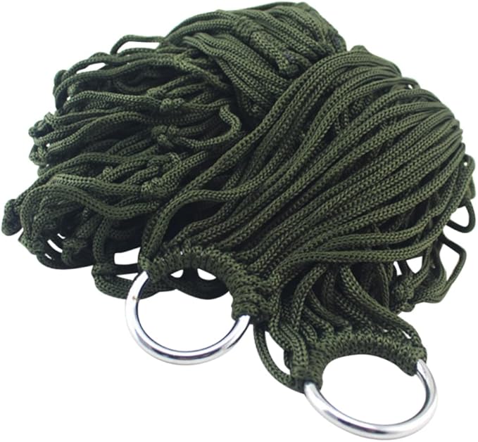 Outdoor Portable Nylon Hammock Mesh Swing Bed for Camping Hiking and Picnics Lightweight and Easy to Carry for Relaxation Green
